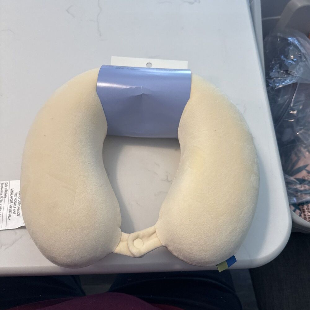 Open Story Memory Foam Travel Neck Pillow - Soft Cream Yellow - Comfort Support